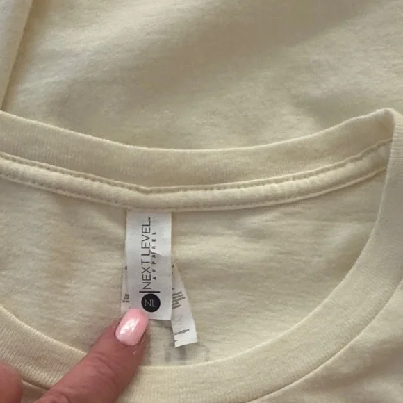 Next Level Apparel Cream Tee with Vibrant Text - Picture 2 of 6